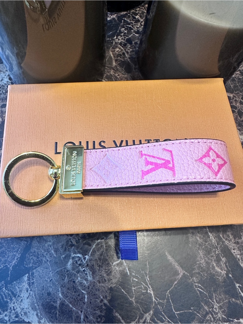 Louis Vuitton Pink Monogram Leather Key Ring with Gold Hardware - Picture 2 of 5